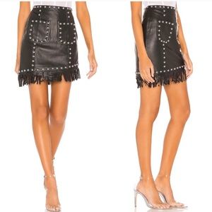 Genuine leather REVOLVE NBD fringe skirt